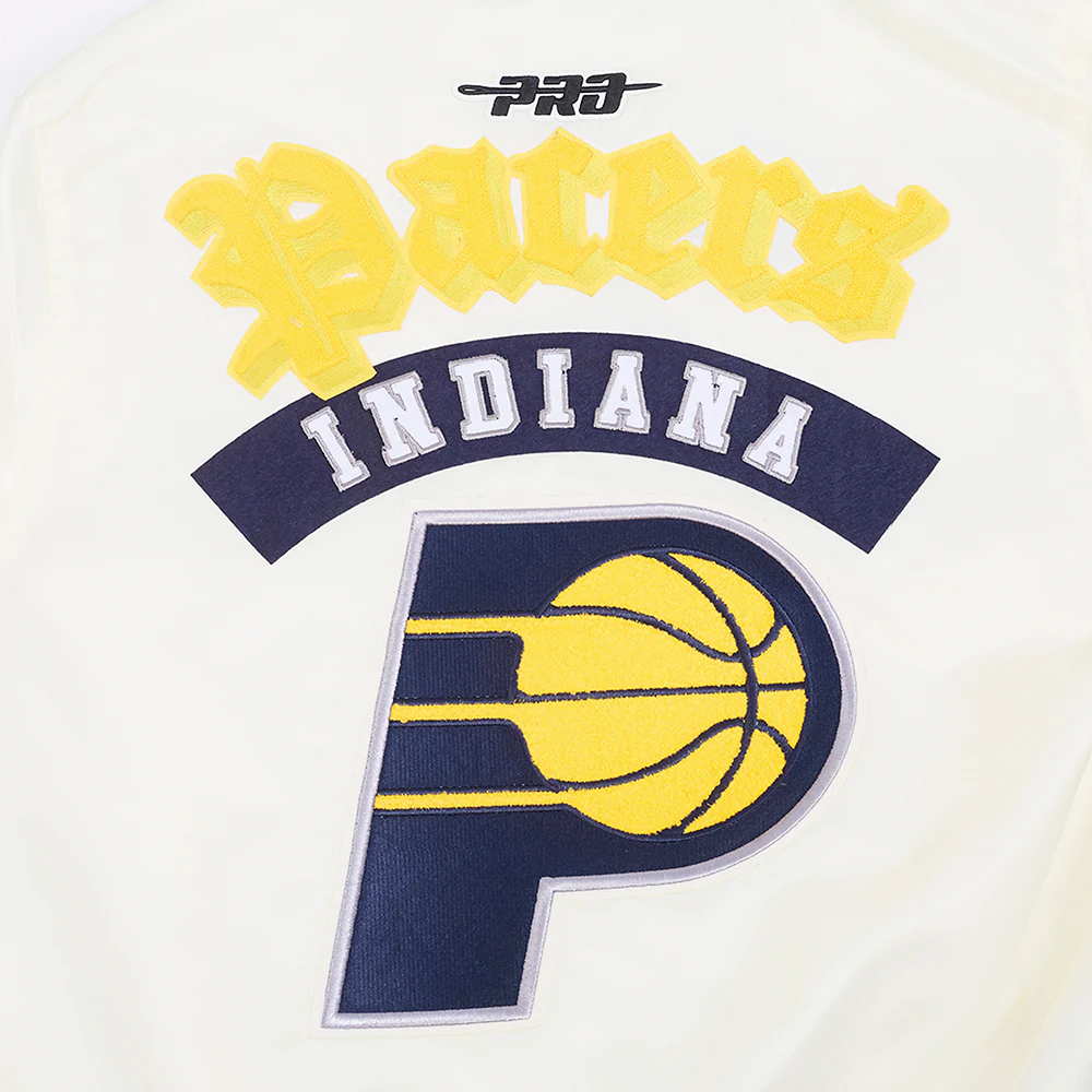 NBA INDIANA PACERS BEST OF MEN'S RIB SATIN JACKET (EGGSHELL/ MIDNIGHT NAVY) - Image 7