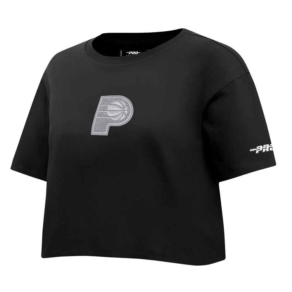 NBA INDIANA PACERS REVERSE FRENCH TERRY WOMEN'S SJ BOXY TEE (BLACK) - Image 3
