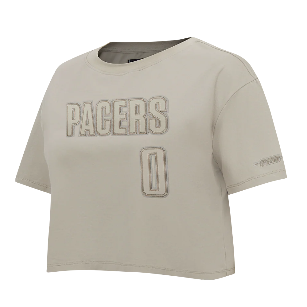 NBA INDIANA PACERS TYRESE HALIBURTON #0 NEUTRAL PNN WOMEN'S SJ BOXY TEE (TAUPE) - Image 4