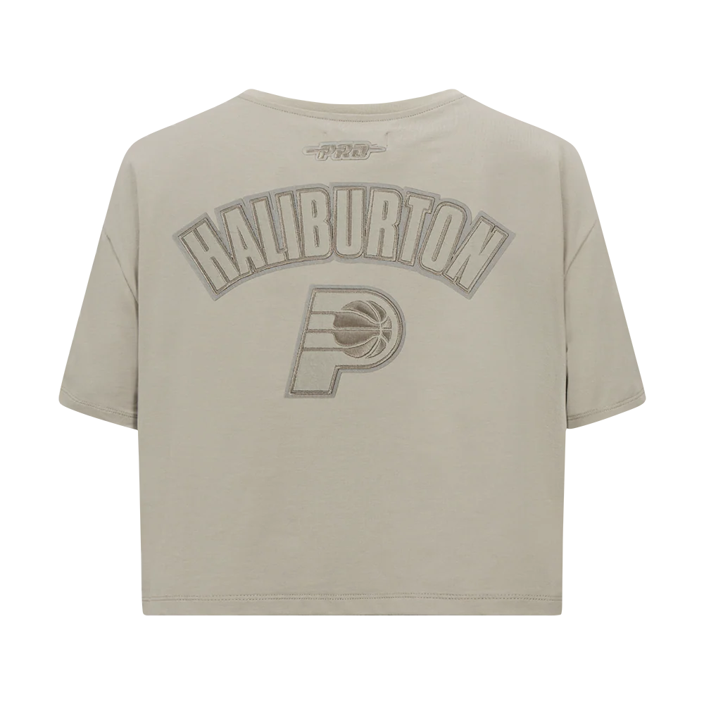 NBA INDIANA PACERS TYRESE HALIBURTON #0 NEUTRAL PNN WOMEN'S SJ BOXY TEE (TAUPE) - Image 5