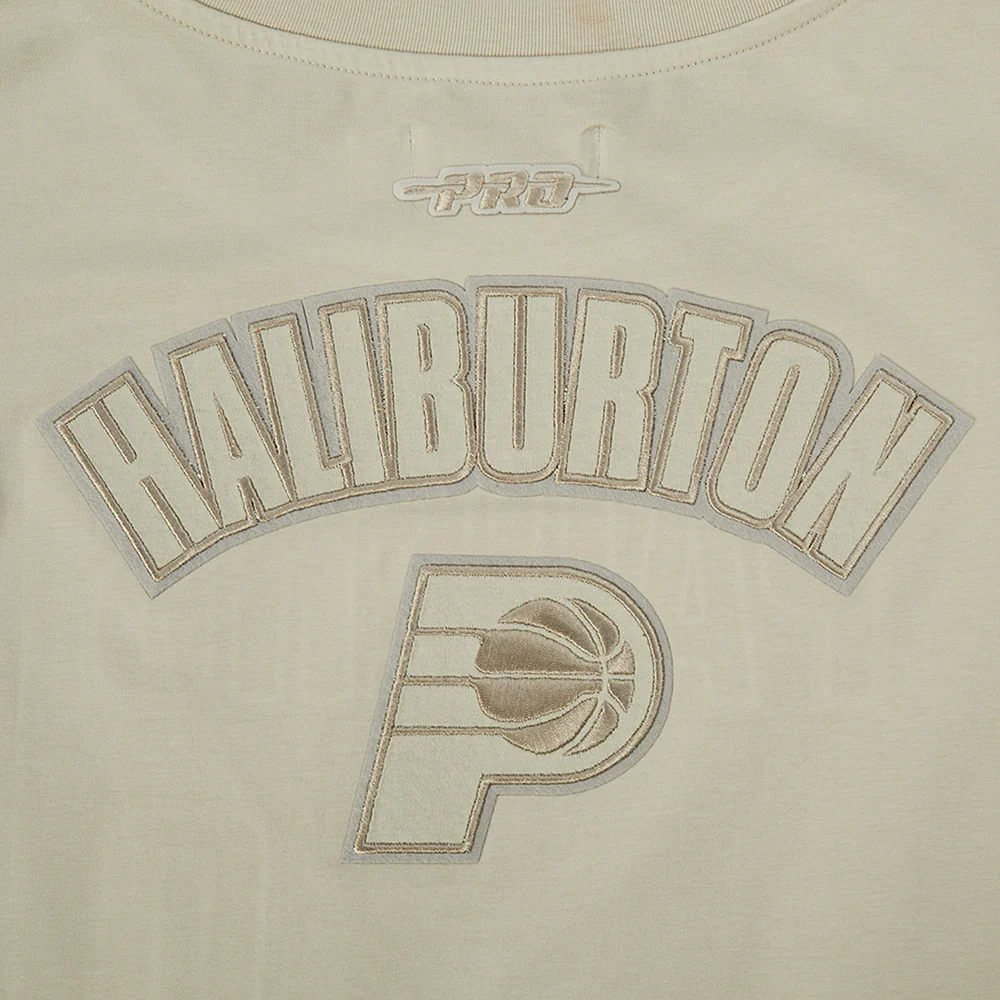 NBA INDIANA PACERS TYRESE HALIBURTON #0 NEUTRAL PNN WOMEN'S SJ BOXY TEE (TAUPE) - Image 9