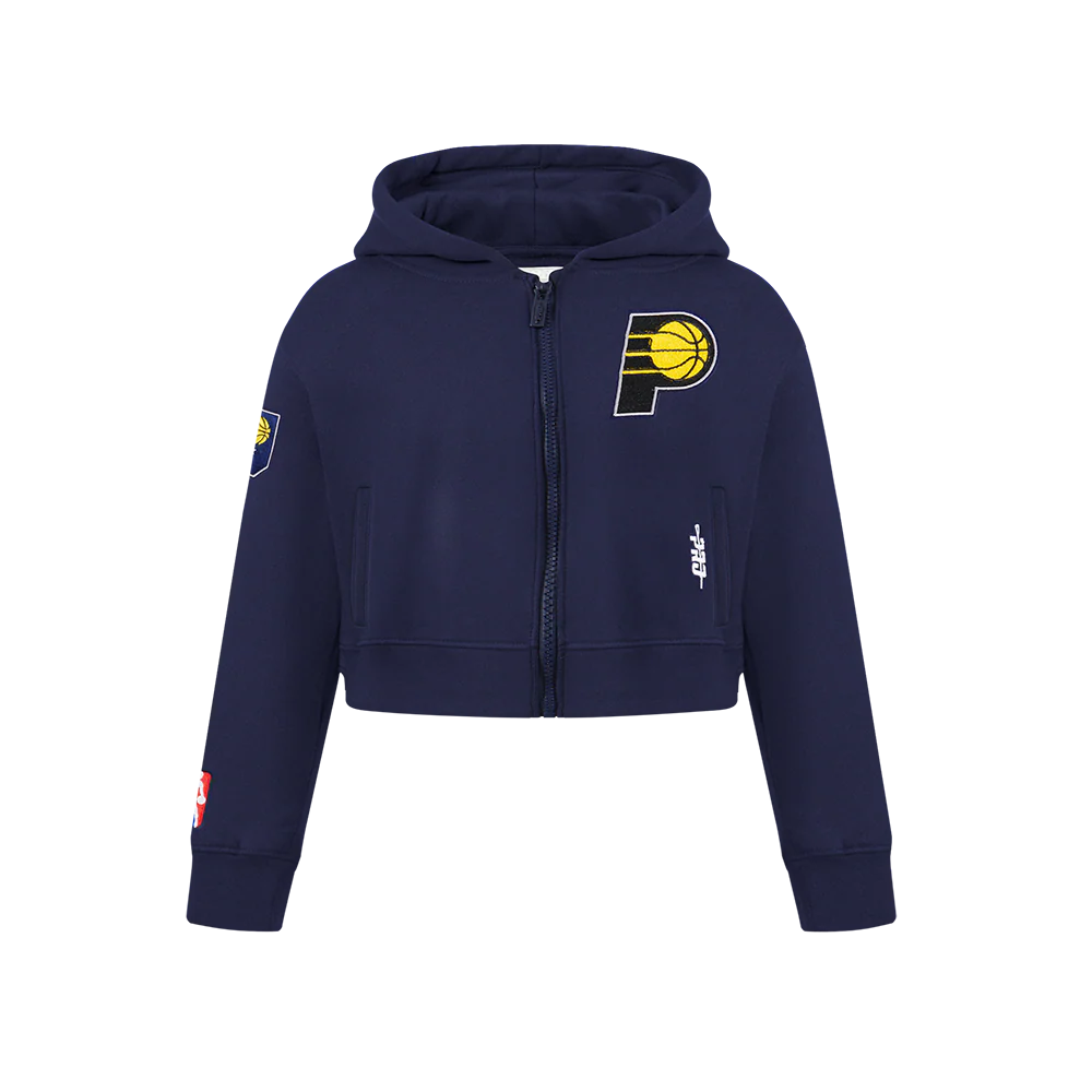 NBA INDIANA PACERS CLASSIC BIG GIRLS FLEECE FULL ZIP HOODIE (MIDNIGHT NAVY)