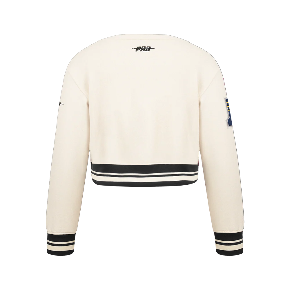 NBA INDIANA PACERS RETRO CLASSIC BIG GIRL'S RIB FLC CREWNECK (EGGSHELL/ MIDNIGHT NAVY) - Image 3