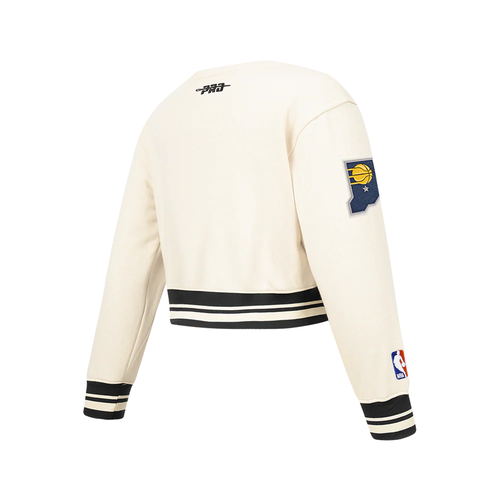 NBA INDIANA PACERS RETRO CLASSIC BIG GIRL'S RIB FLC CREWNECK (EGGSHELL/ MIDNIGHT NAVY) - Image 4