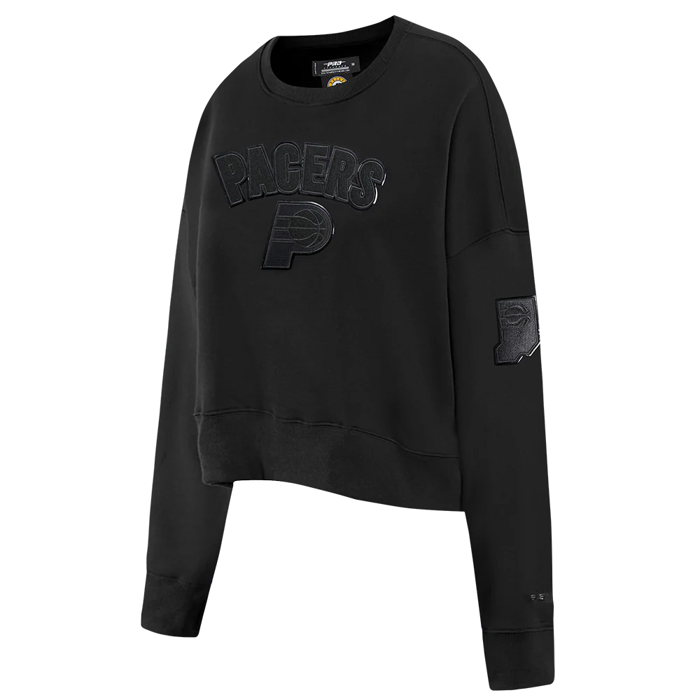 NBA INDIANA PACERS TRIPLE BLACK WOMEN'S FLC CREWNECK (TRIPLE BLACK) - Image 4