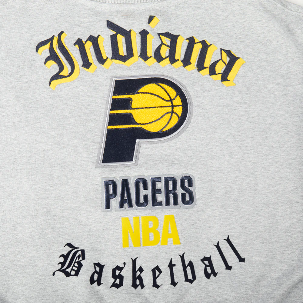 NBA INDIANA PACERS OLD ENGLISH WOMEN'S FLC CREWNECK (HEATHER GREY) - Image 10