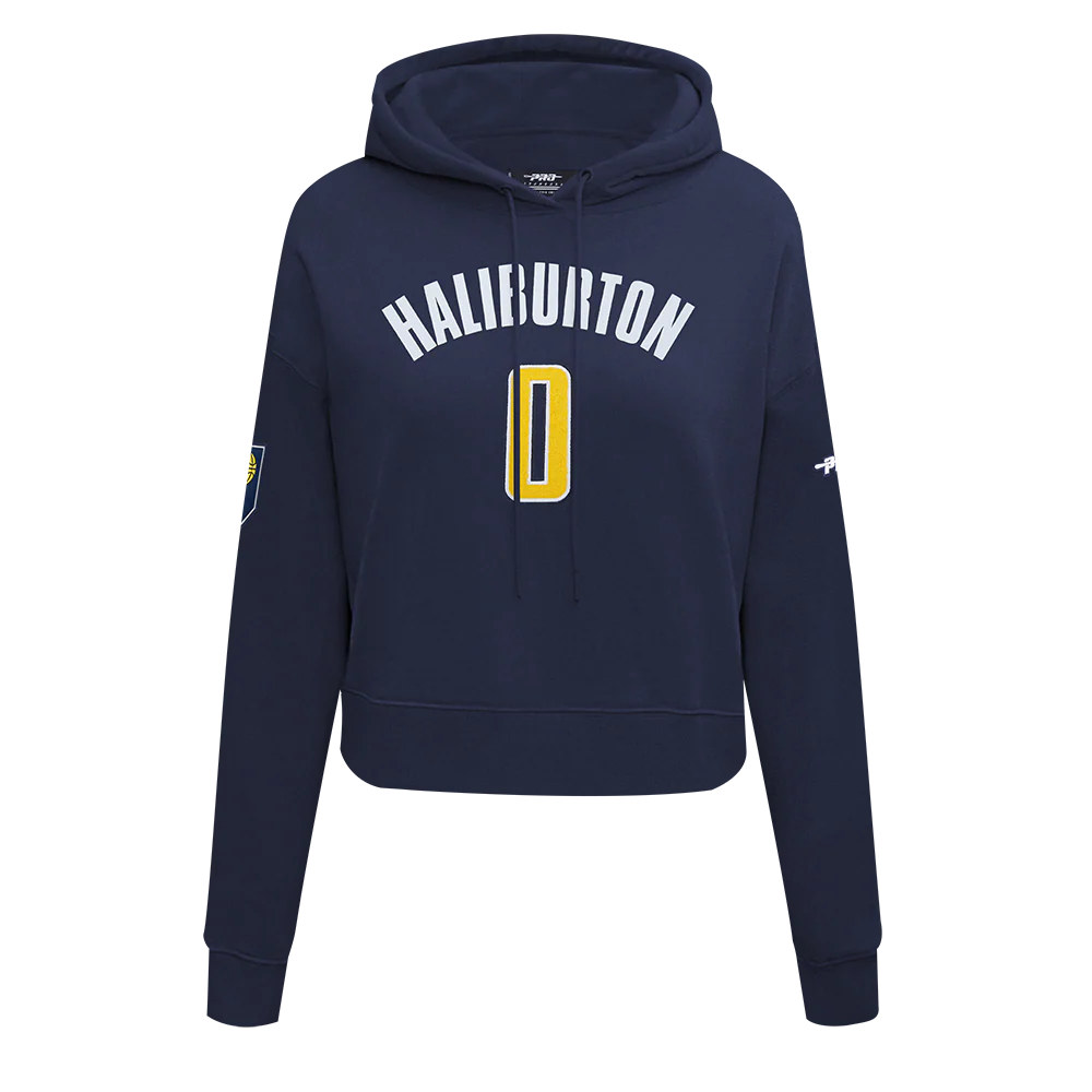 NBA INDIANA PACERS TYRESE HALIBURTON #0 CLASSIC PNN WOMEN'S FLC CROPPE (MIDNIGHT NAVY) - Image 3
