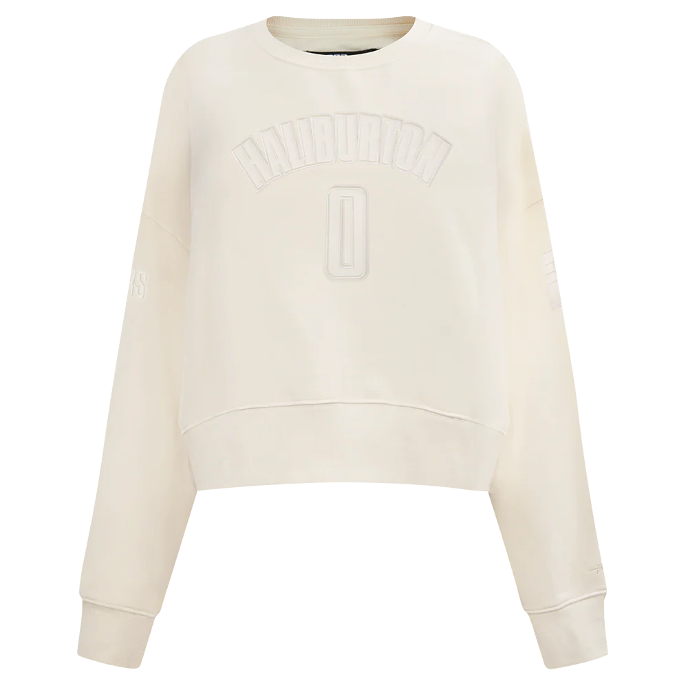 NBA INDIANA PACERS TYRESE HALIBURTON #0 NEUTRAL PNN WOMEN'S FLC CREWNECK (EGGSHELL) - Image 3