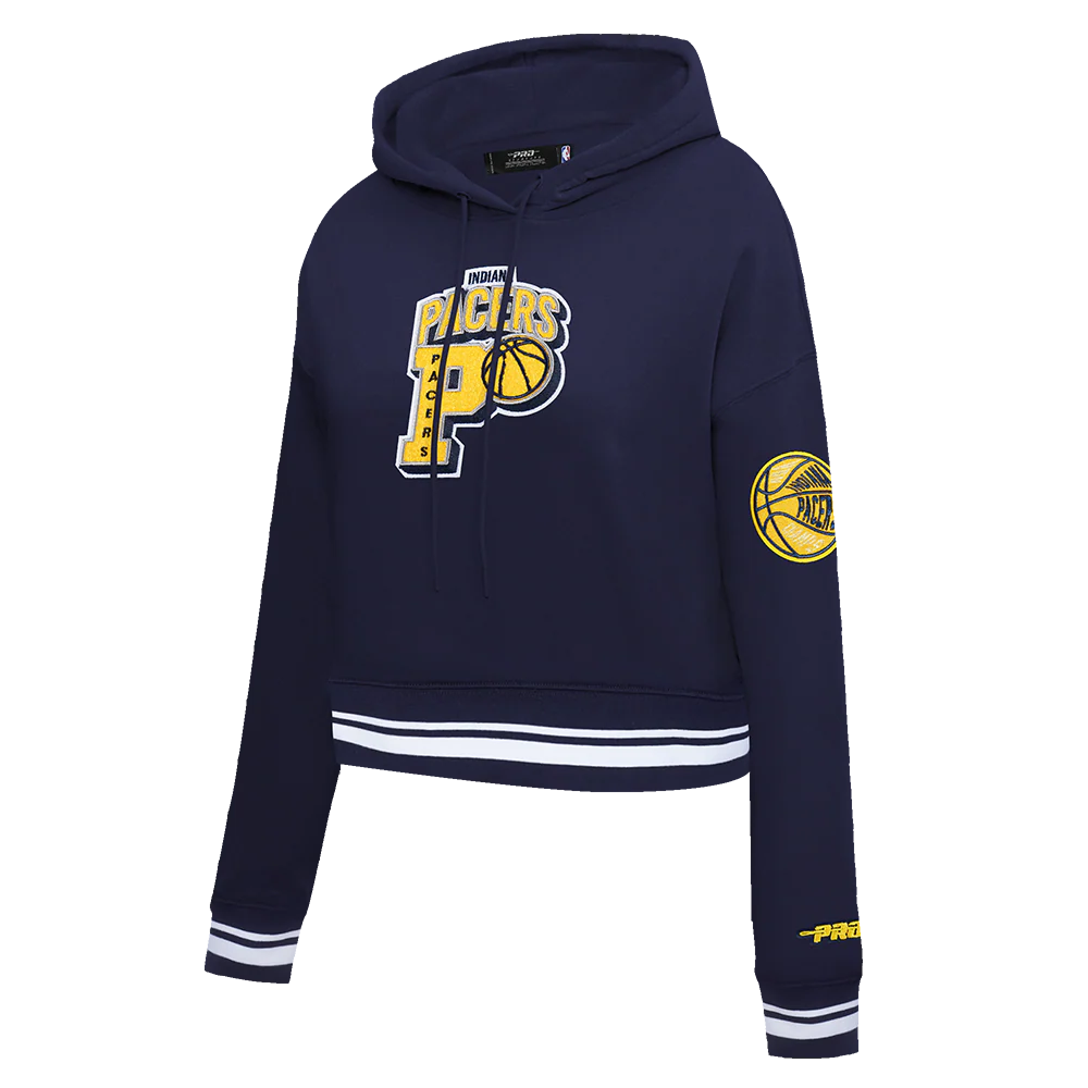 INDIANA PACERS NBA FINALS 2025 WOMEN'S RIB CROPPED PO HOODIE (MIDNIGHT NAVY) - Image 2