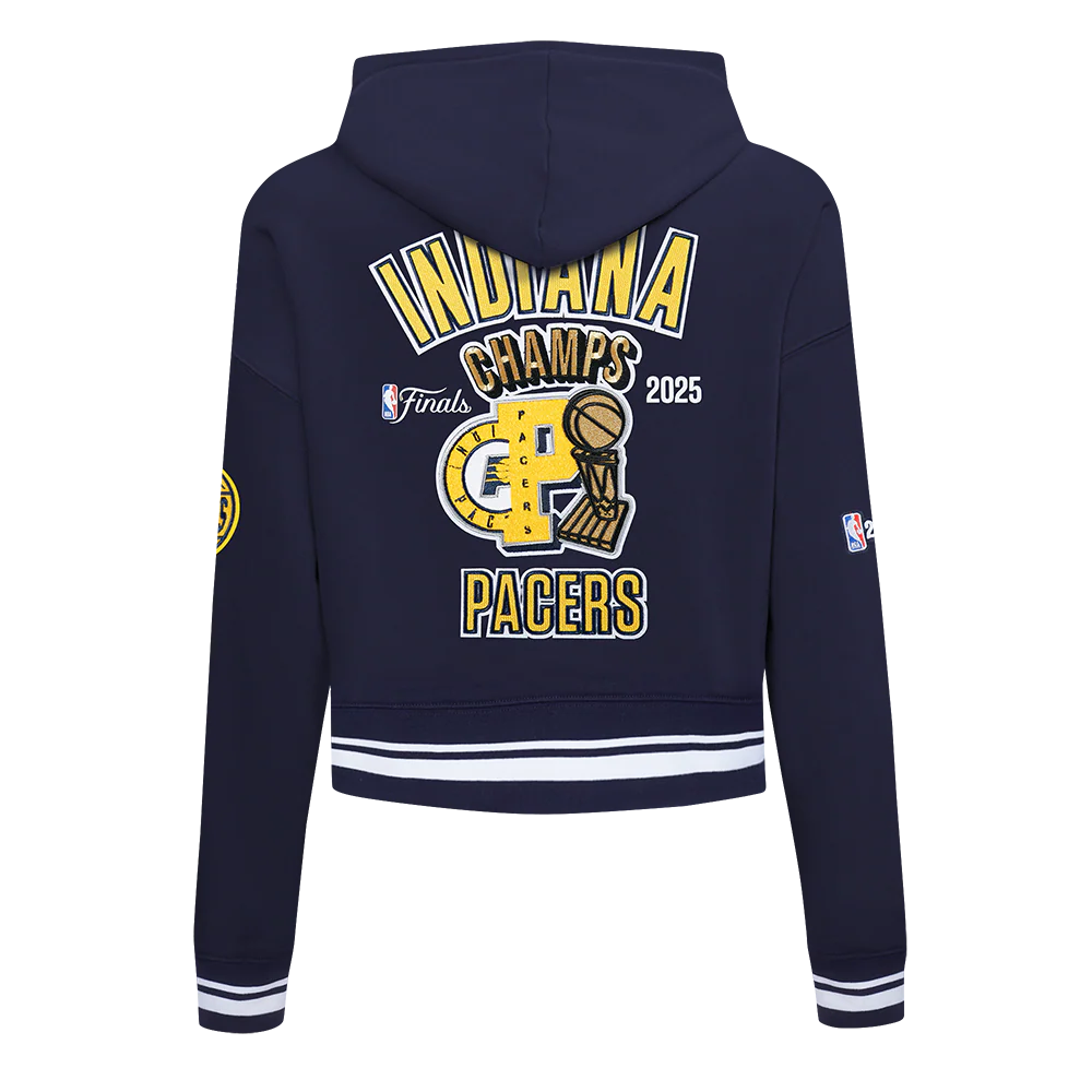 INDIANA PACERS NBA FINALS 2025 WOMEN'S RIB CROPPED PO HOODIE (MIDNIGHT NAVY) - Image 3