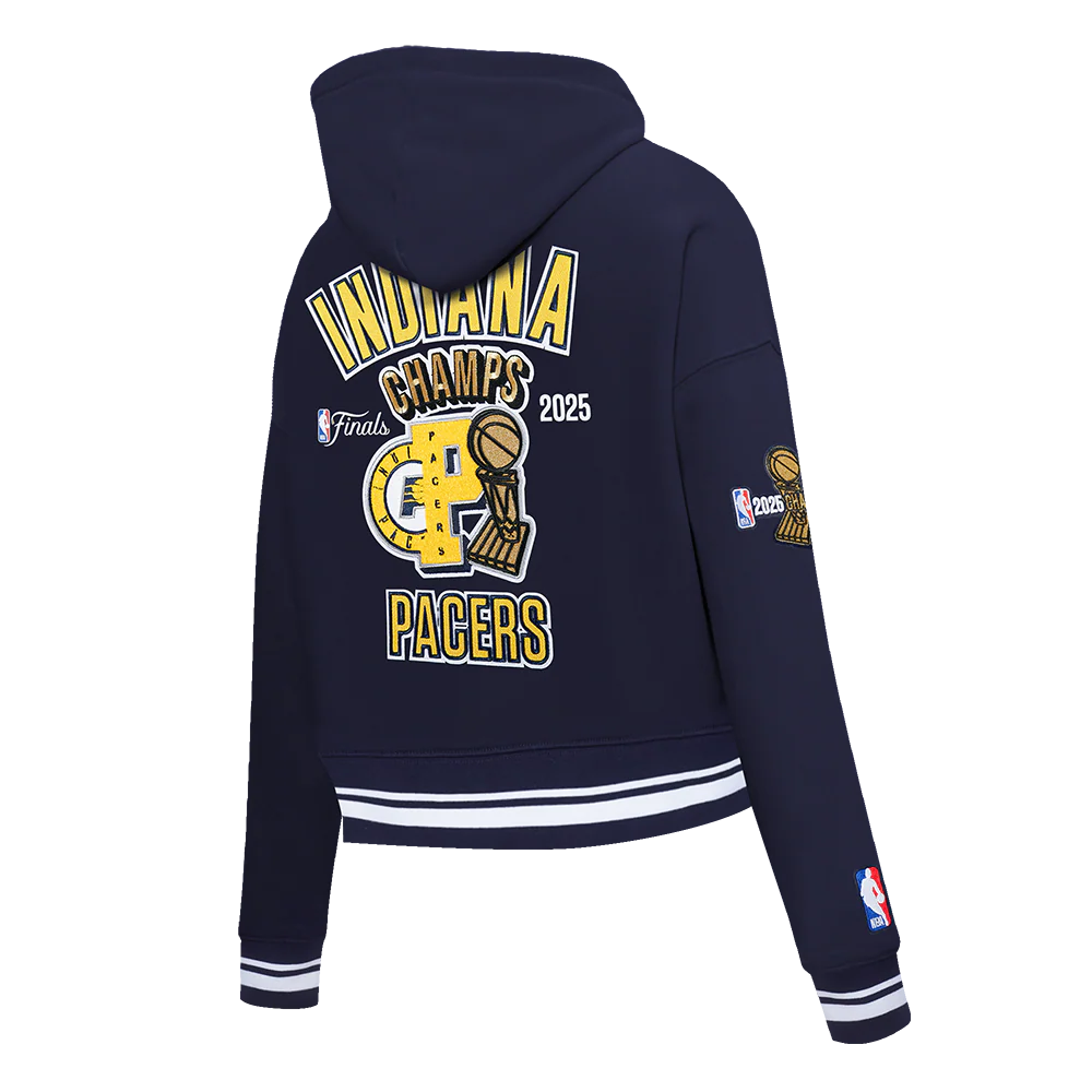 INDIANA PACERS NBA FINALS 2025 WOMEN'S RIB CROPPED PO HOODIE (MIDNIGHT NAVY) - Image 4