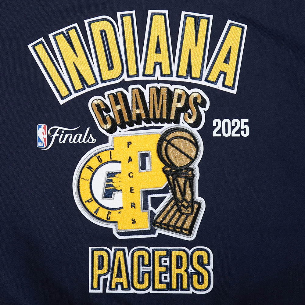 INDIANA PACERS NBA FINALS 2025 WOMEN'S RIB CROPPED PO HOODIE (MIDNIGHT NAVY) - Image 8