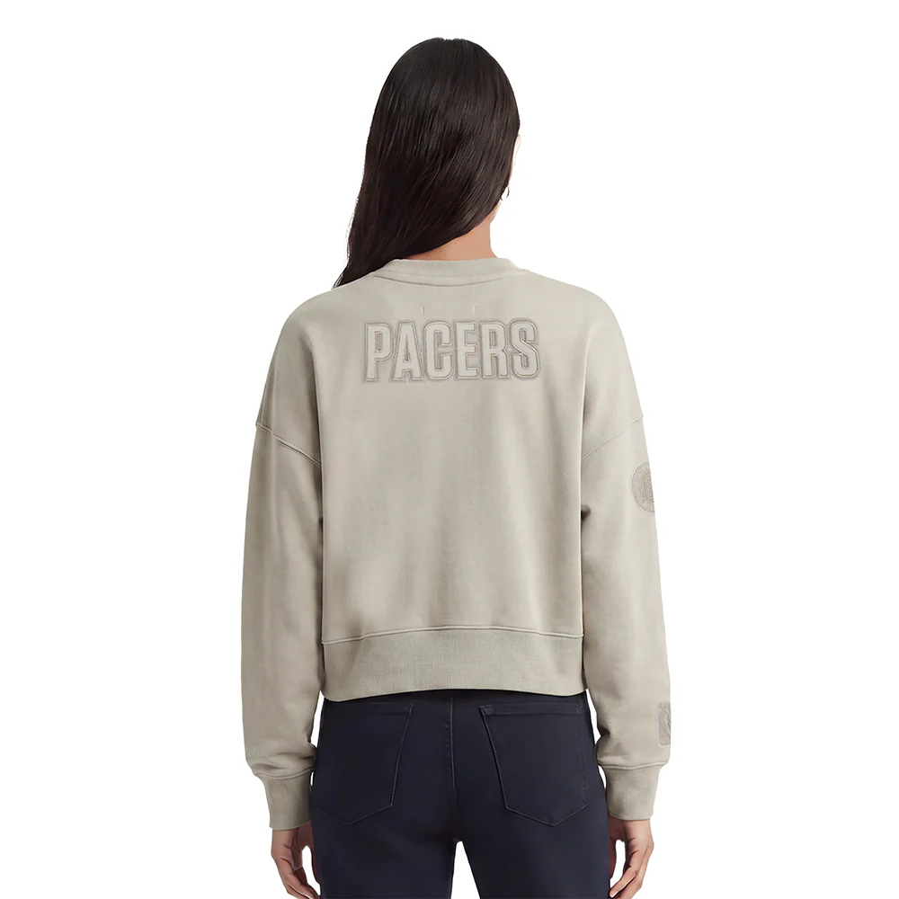 NBA INDIANA PACERS NEUTRAL WOMEN'S FLC CREWNECK (TAUPE) - Image 2