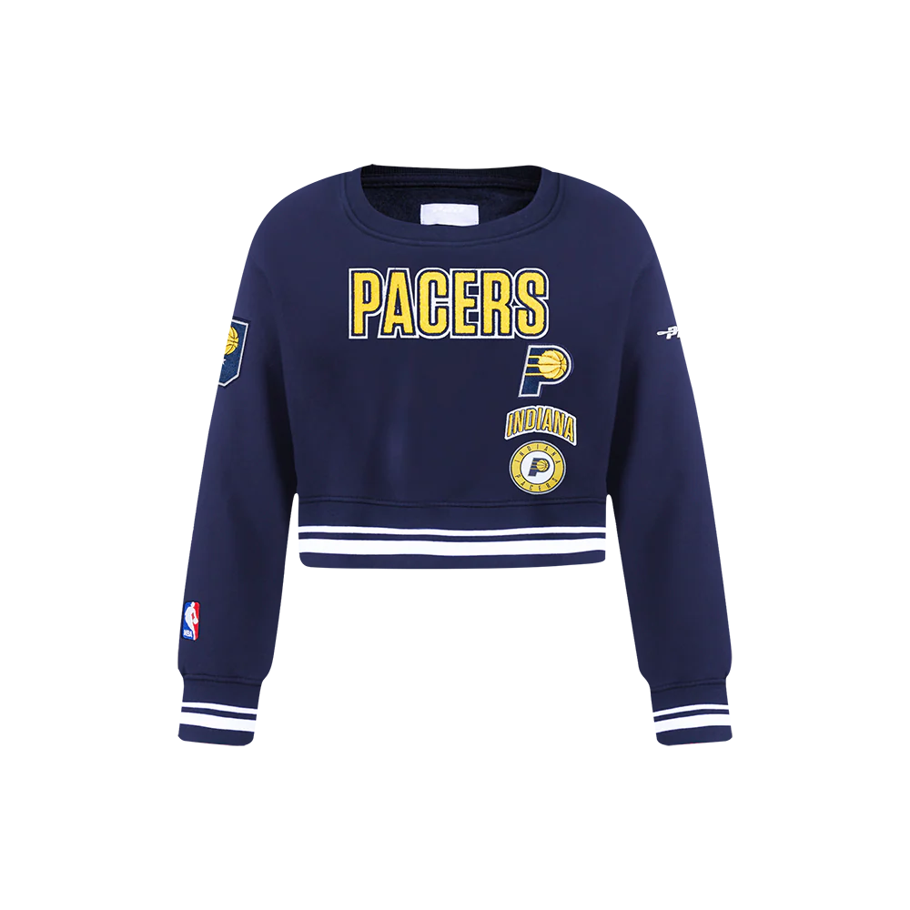 NBA INDIANA PACERS RETRO CLASSIC LITTLE GIRLS RIB FLEECE CREWNECK (MIDNIGHT NAVY)