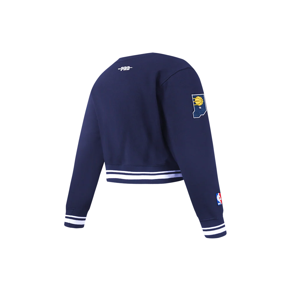 NBA INDIANA PACERS RETRO CLASSIC LITTLE GIRLS RIB FLEECE CREWNECK (MIDNIGHT NAVY) - Image 4