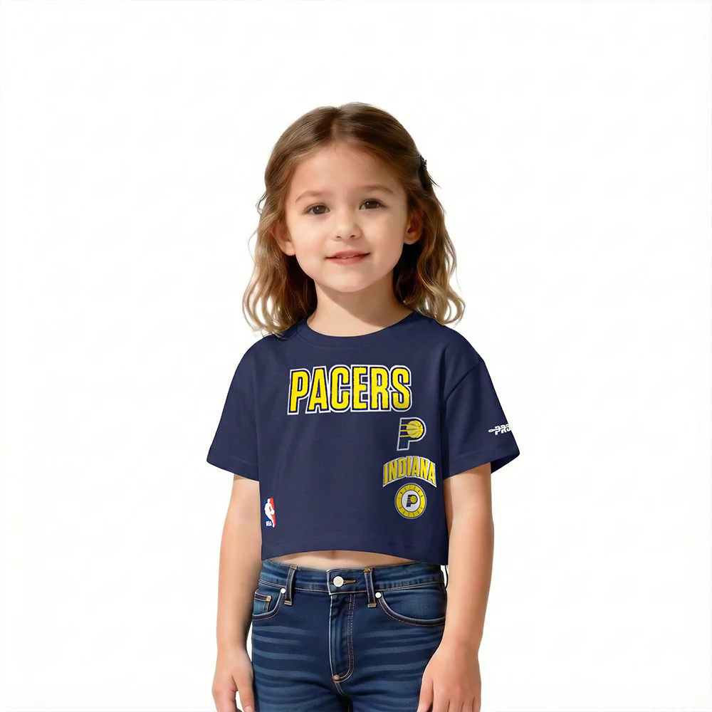 NBA INDIANA PACERS RETRO CLASSIC TODDLER GIRLS SHORT SLEEVE BOXY TEE (MIDNIGHT NAVY)