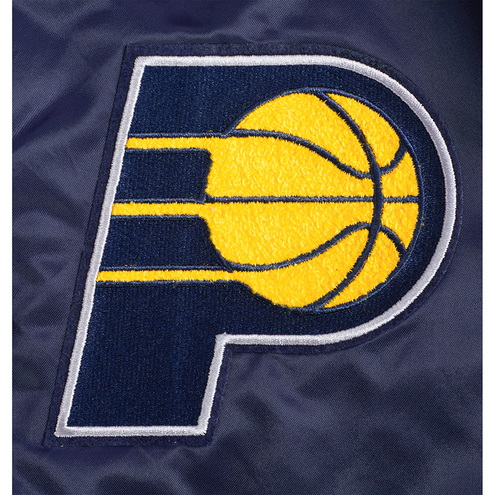 NBA INDIANA PACERS OLD ENGLISH WOMEN'S RIB SATIN JACKET (MIDNIGHT NAVY) - Image 7