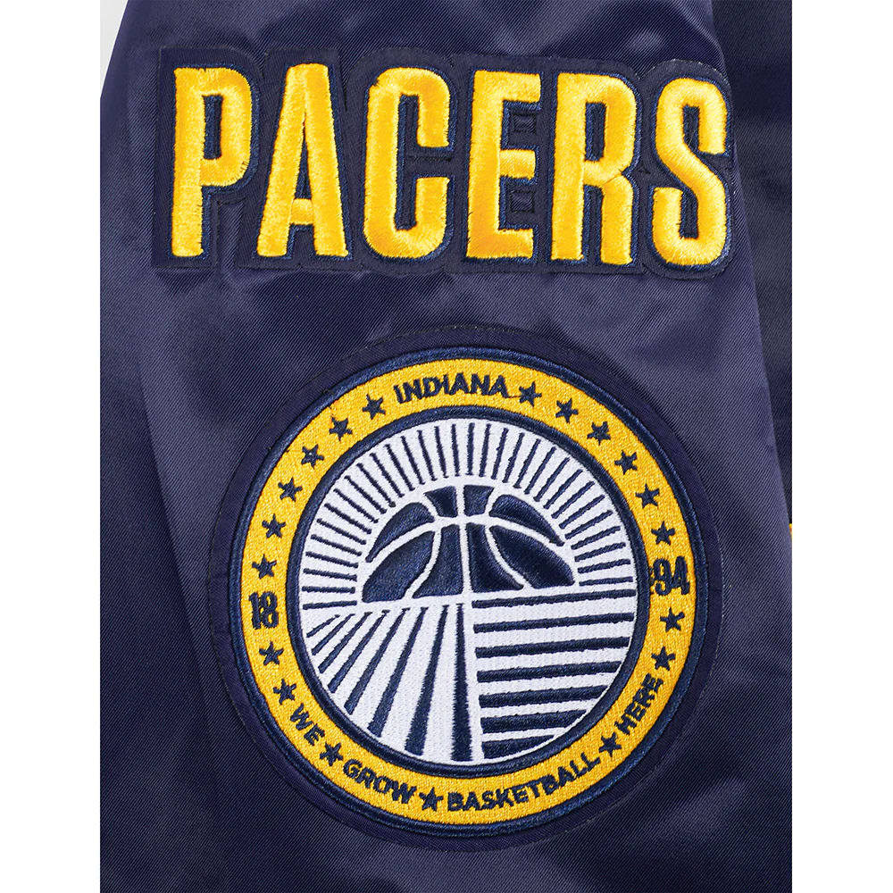 NBA INDIANA PACERS OLD ENGLISH WOMEN'S RIB SATIN JACKET (MIDNIGHT NAVY) - Image 9