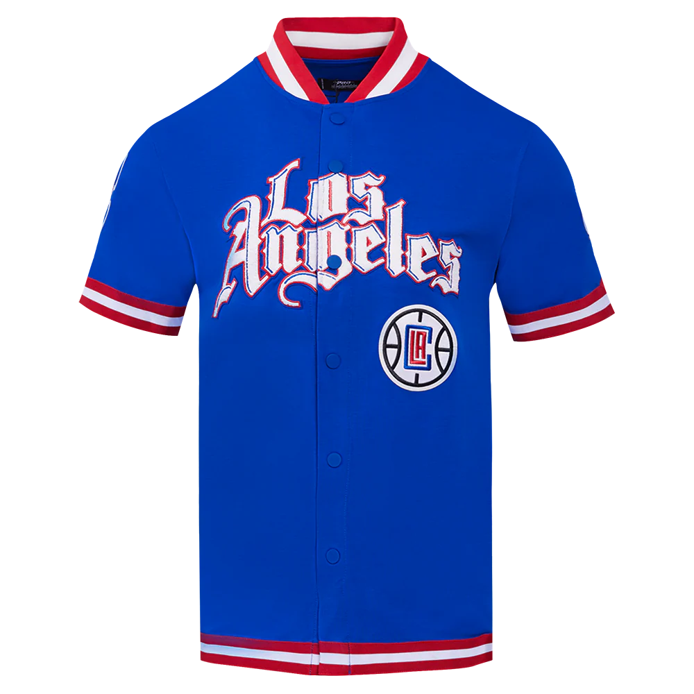 NBA LOS ANGELES CLIPPERS CLASSIC MEN'S PRO SS DOUBLE KNIT JACKET (ROYAL BLUE/RED)