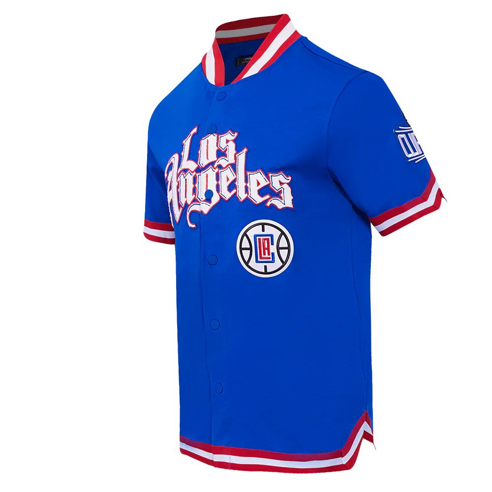 NBA LOS ANGELES CLIPPERS CLASSIC MEN'S PRO SS DOUBLE KNIT JACKET (ROYAL BLUE/RED) - Image 2