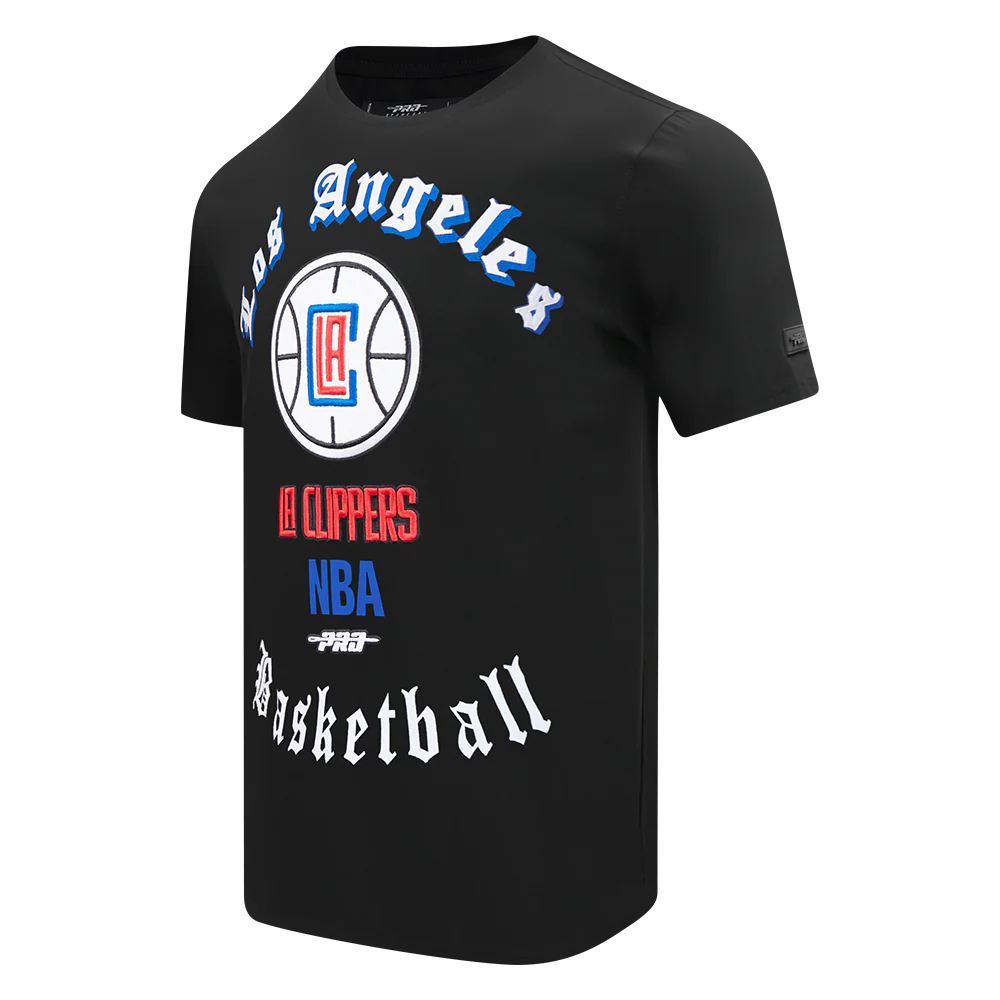 NBA LOS ANGELES CLIPPERS OLD ENGLISH MEN'S TEE (BLACK) - Image 2