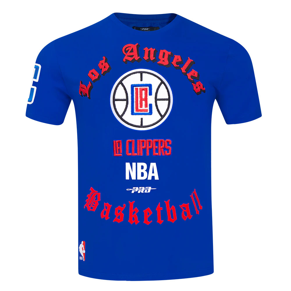 NBA LOS ANGELES CLIPPERS OLD ENGLISH MEN'S TEE (ROYAL BLUE)