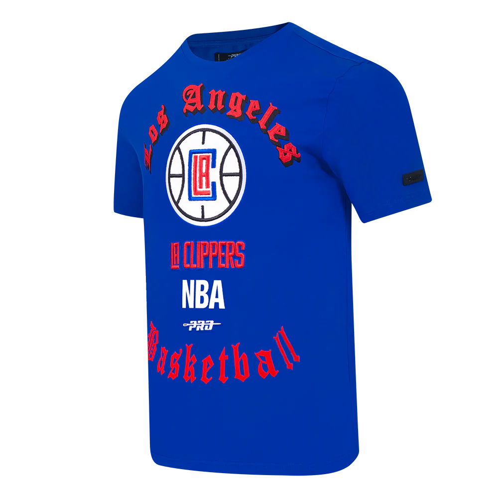 NBA LOS ANGELES CLIPPERS OLD ENGLISH MEN'S TEE (ROYAL BLUE) - Image 2