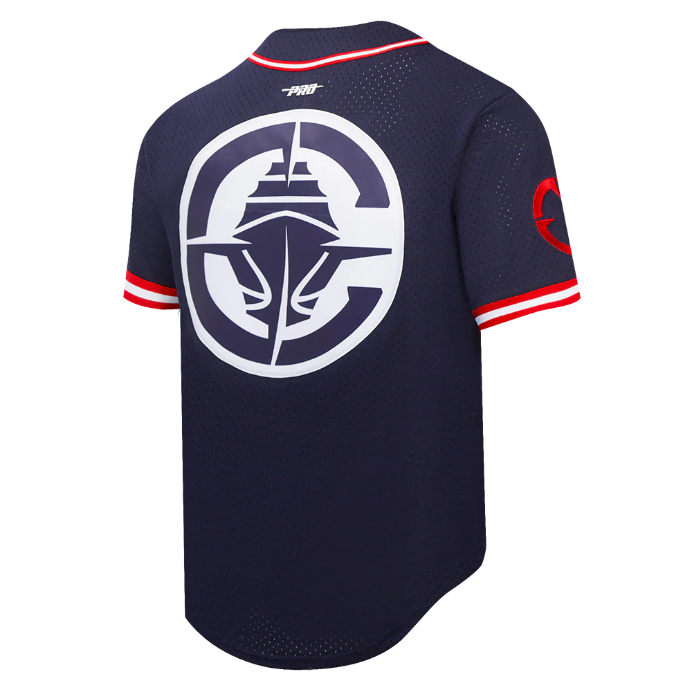 NBA LOS ANGELES CLIPPERS CLASSIC MESH MEN'S MESH BUTTON DOWN SHIRT (MIDNIGHT NAVY/RED) - Image 4