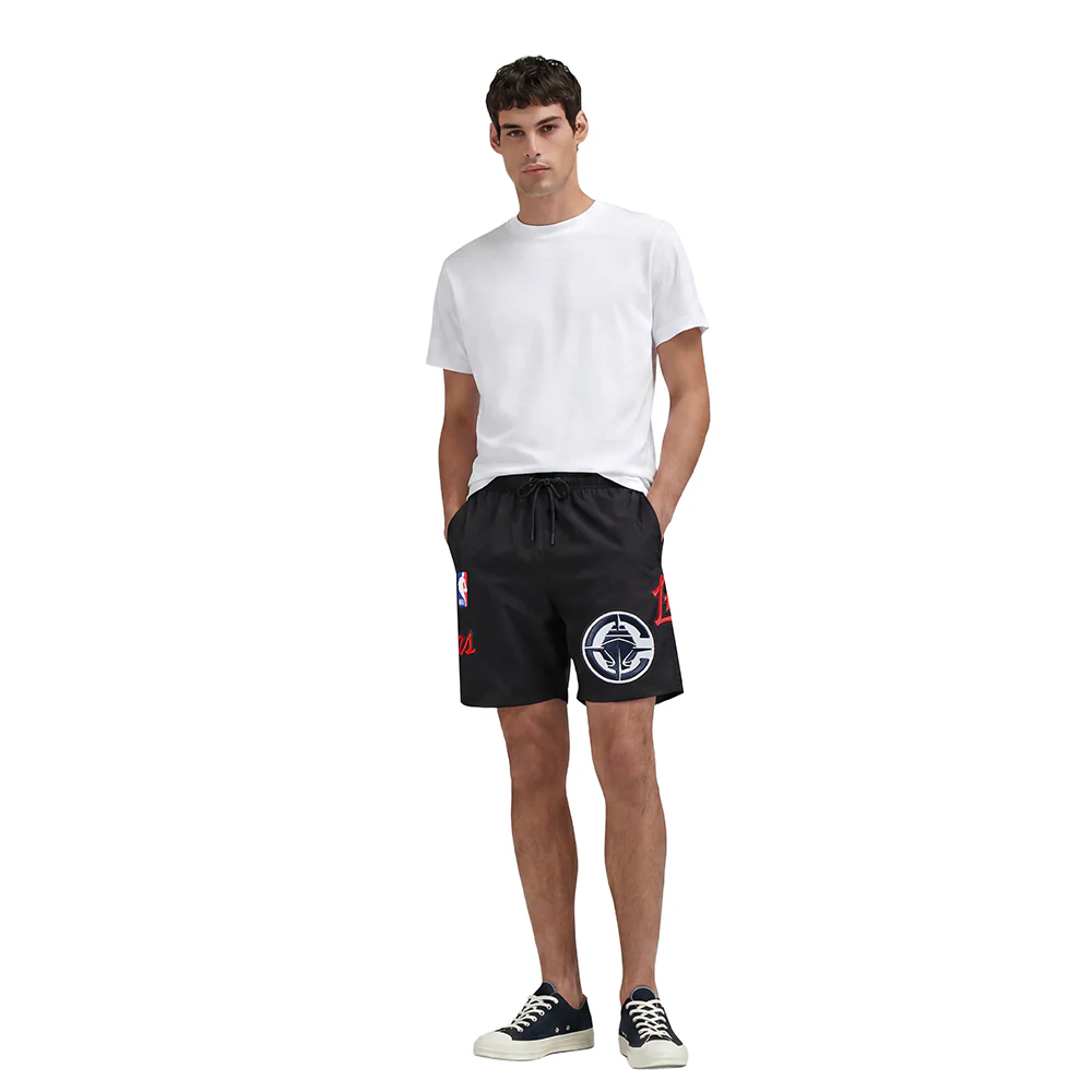 NBA LOS ANGELES CLIPPERS CLASSIC MEN'S WOVEN SHORT (BLACK) - Image 3