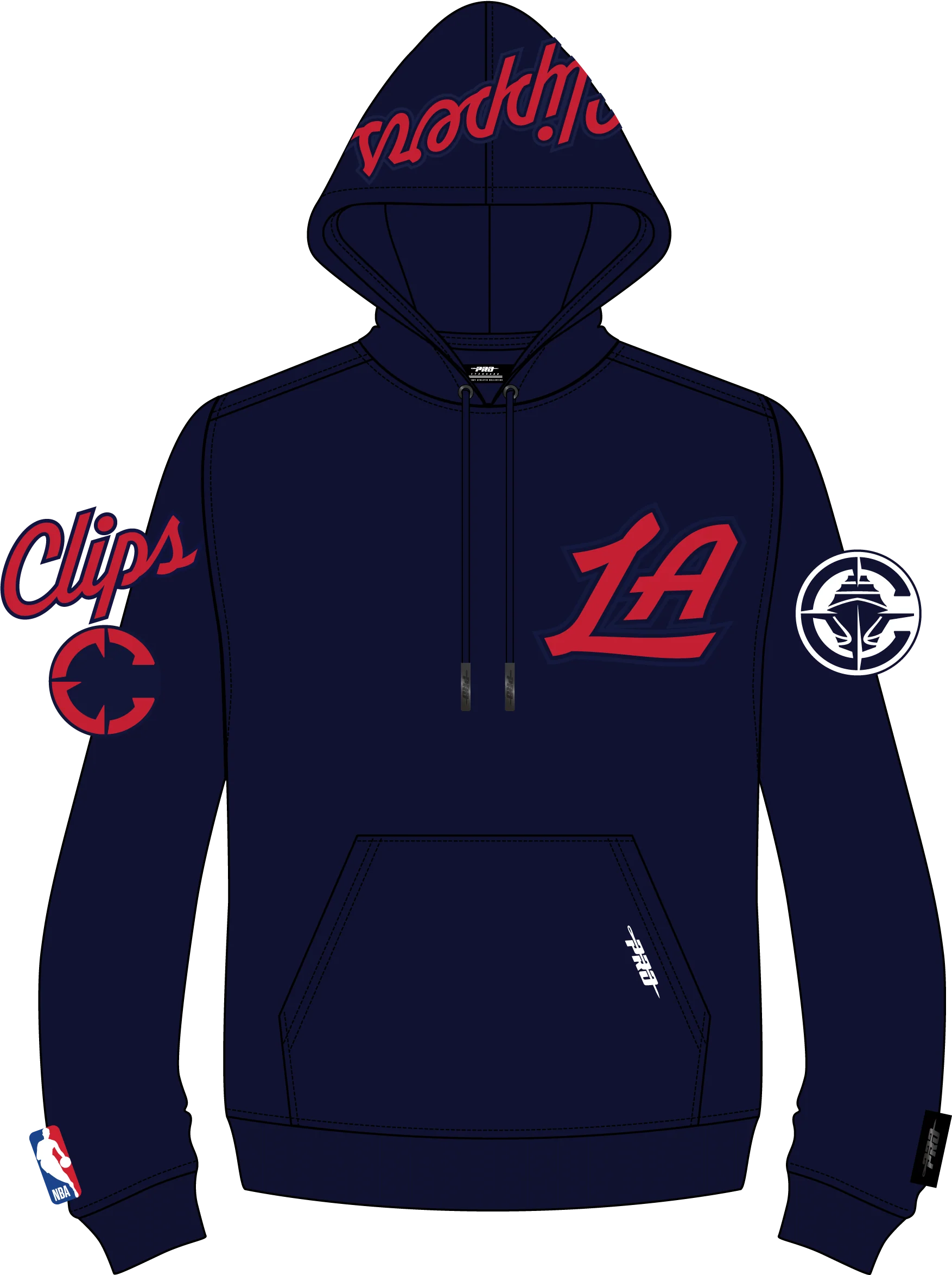 NBA LOS ANGELES CLIPPERS CLASSIC CHENILLE MEN'S DK PO HOODIE (MIDNIGHT NAVY) - Image 9