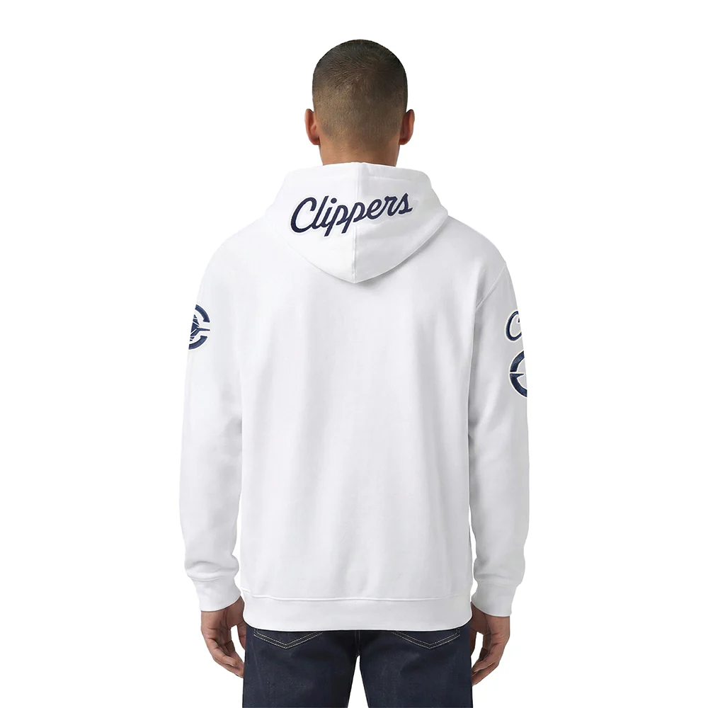 NBA LOS ANGELES CLIPPERS CLASSIC CHENILLE MEN'S FULL ZIP HOODIE (WHITE) - Image 2