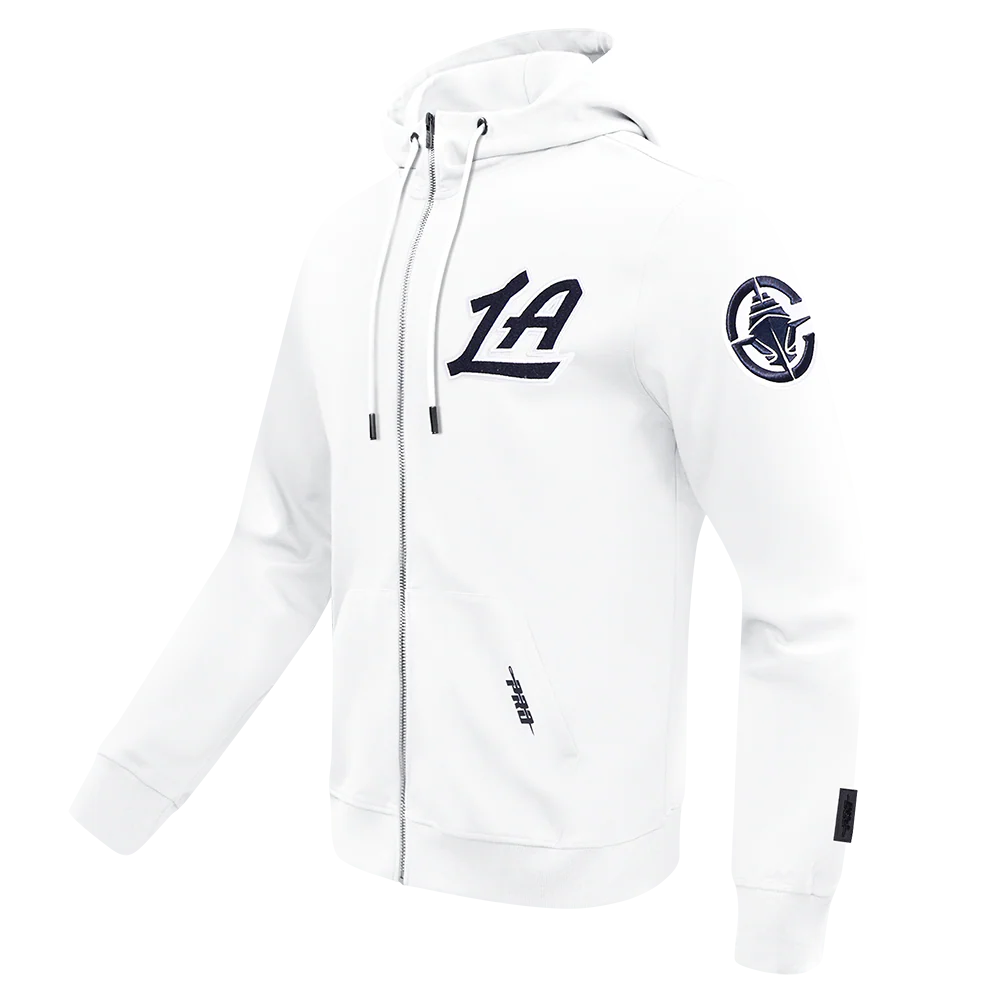 NBA LOS ANGELES CLIPPERS CLASSIC CHENILLE MEN'S FULL ZIP HOODIE (WHITE) - Image 4