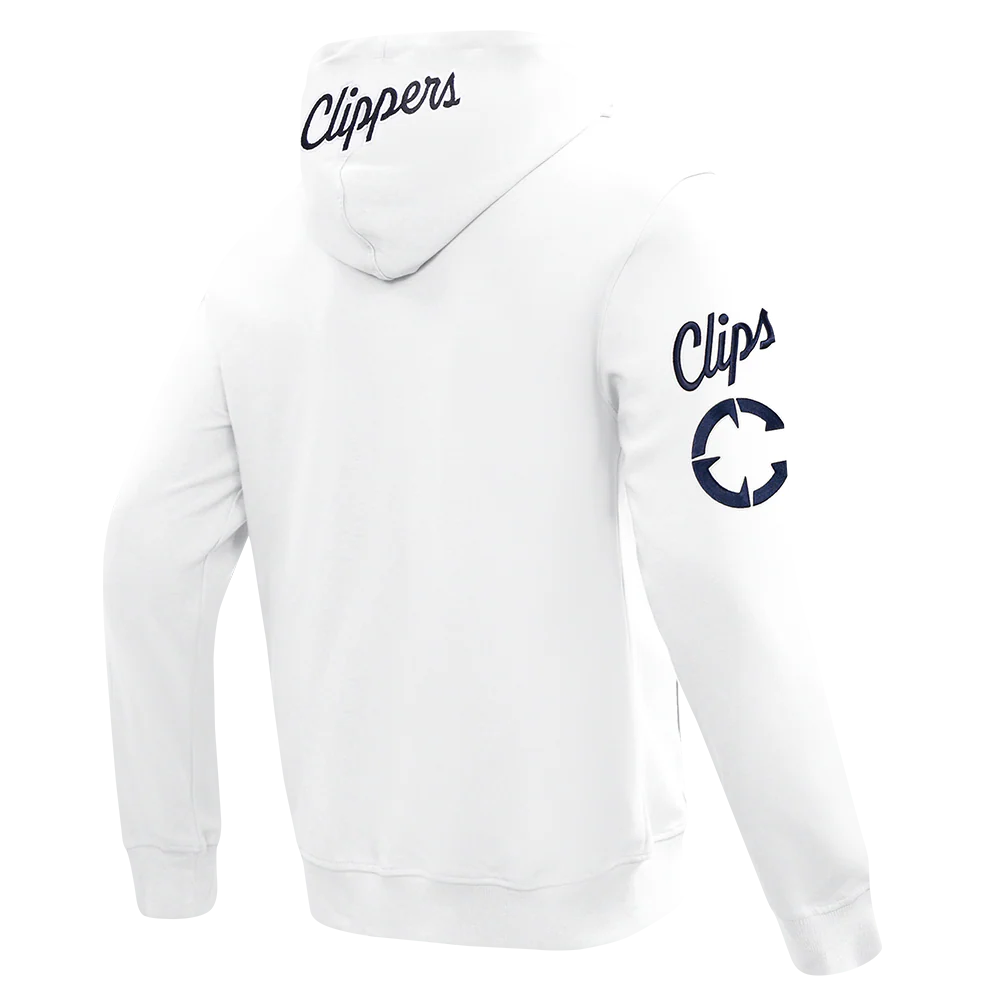 NBA LOS ANGELES CLIPPERS CLASSIC CHENILLE MEN'S FULL ZIP HOODIE (WHITE) - Image 6