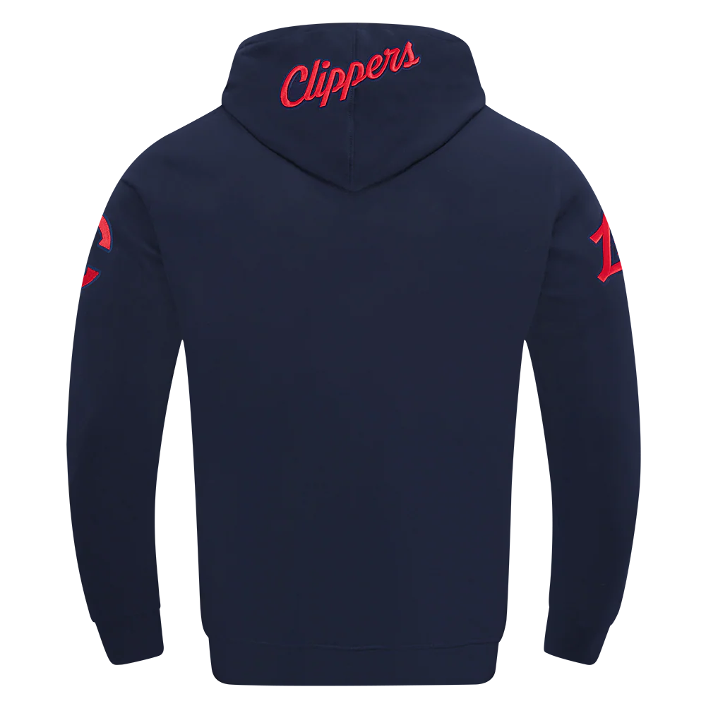 NBA LOS ANGELES CLIPPERS OLD ENGLISH MEN'S PULL OVER HOODIE (MIDNIGHT NAVY) - Image 3