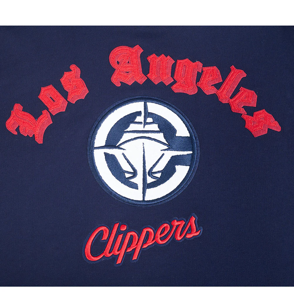 NBA LOS ANGELES CLIPPERS OLD ENGLISH MEN'S PULL OVER HOODIE (MIDNIGHT NAVY) - Image 8