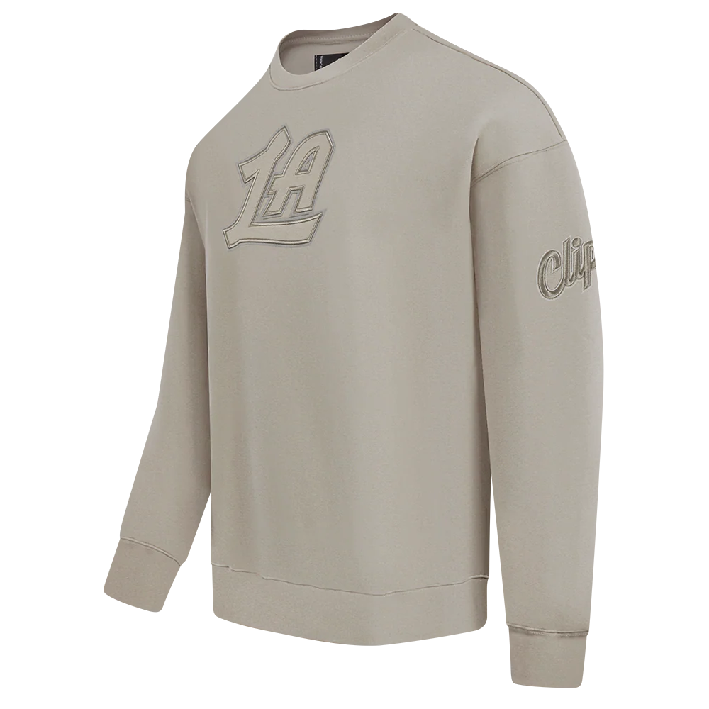 NBA LOS ANGELES CLIPPERS NEUTRAL MEN'S DROP SHOULDER FLC CREWNECK (TAUPE) - Image 4