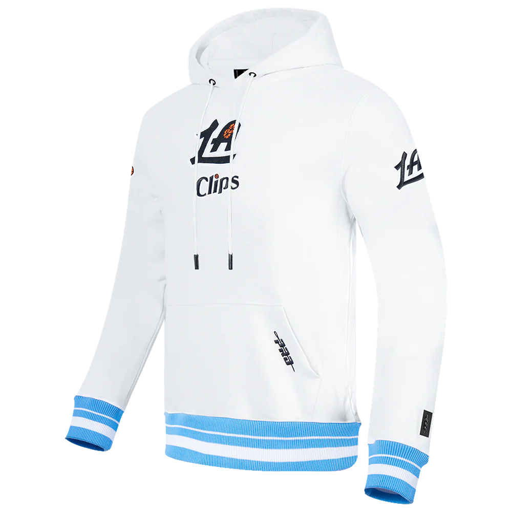NBA LOS ANGELES CLIPPERS CITY EDITION 24-25 MEN'S RIB FLEECE PULLOVER HOODIE (WHITE/UNIVERSITY BLUE) - Image 2