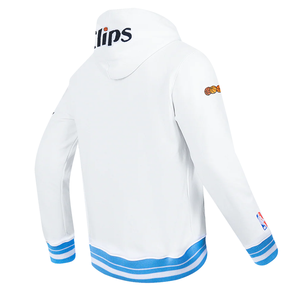 NBA LOS ANGELES CLIPPERS CITY EDITION 24-25 MEN'S RIB FLEECE PULLOVER HOODIE (WHITE/UNIVERSITY BLUE) - Image 4