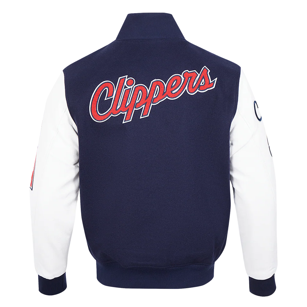 NBA LOS ANGELES CLIPPERS CLASSIC MEN'S WOOL VARSITY JACKET (MIDNIGHT NAVY/WHITE) - Image 3