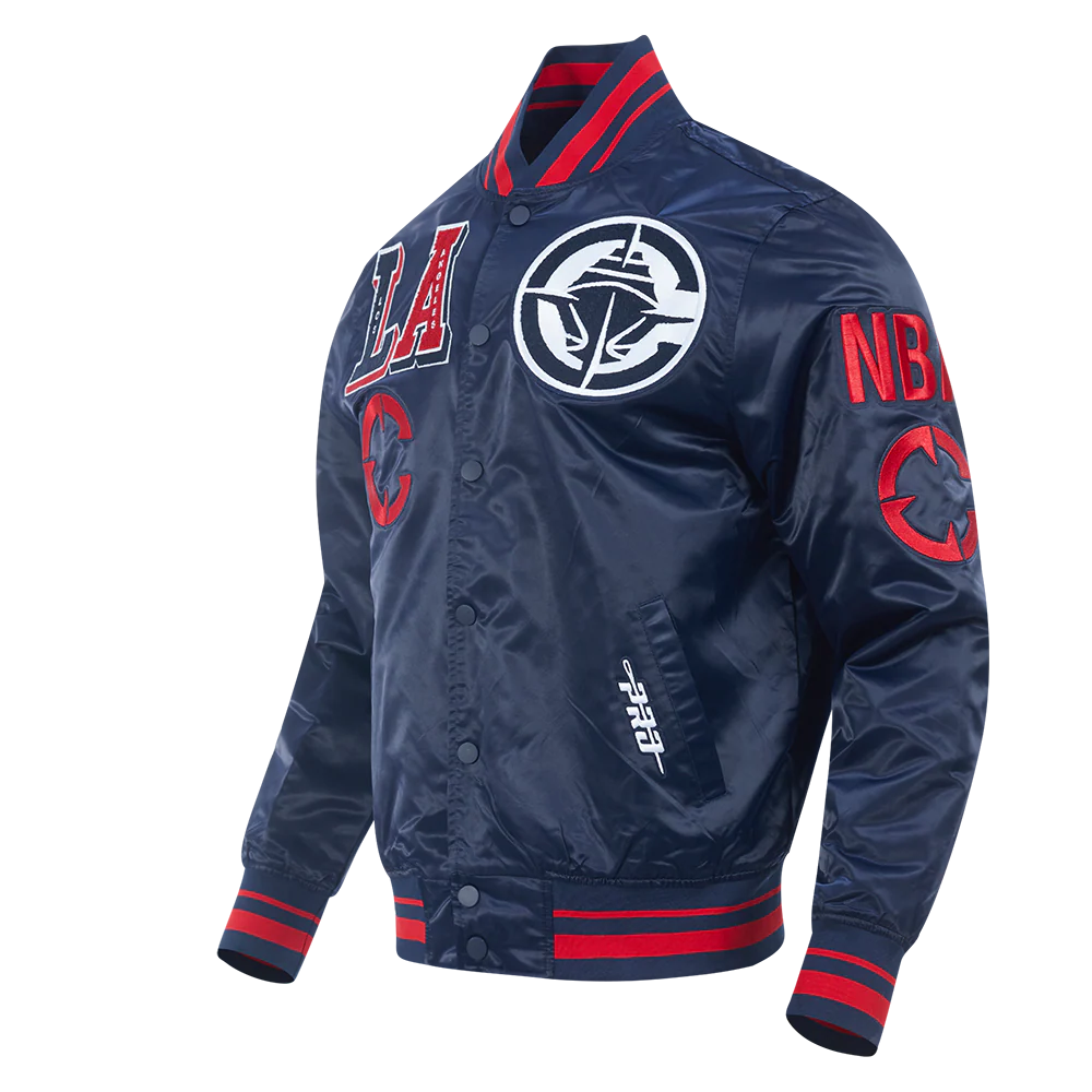 NBA LOS ANGELES CLIPPERS MASH UP MEN'S RIB SATIN JACKET (MIDNIGHT NAVY/RED/MIDNIGHT NAVY) - Image 5