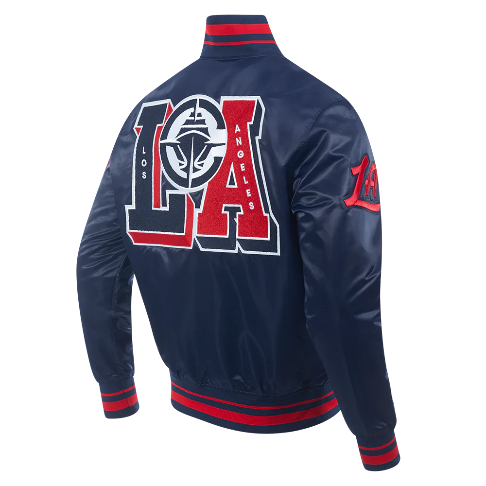 NBA LOS ANGELES CLIPPERS MASH UP MEN'S RIB SATIN JACKET (MIDNIGHT NAVY/RED/MIDNIGHT NAVY) - Image 6