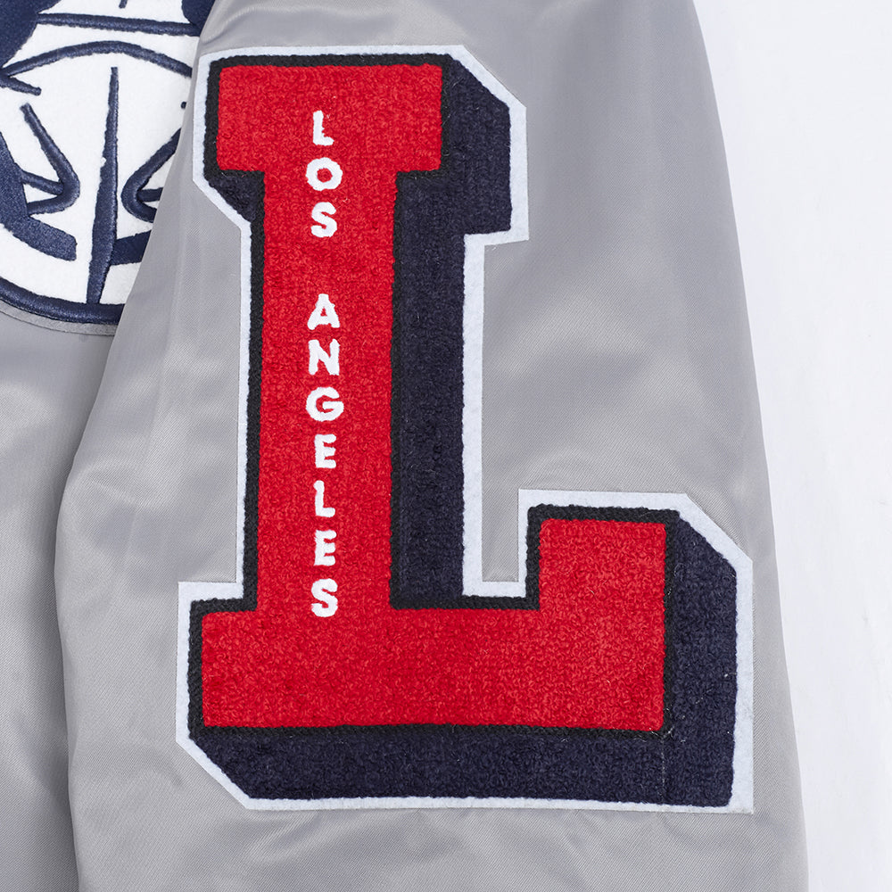 LOS ANGELES CLIPPERS CLASSIC OLD ENGLISH MEN'S RIB SATIN JACKET (GRAY) - Image 12