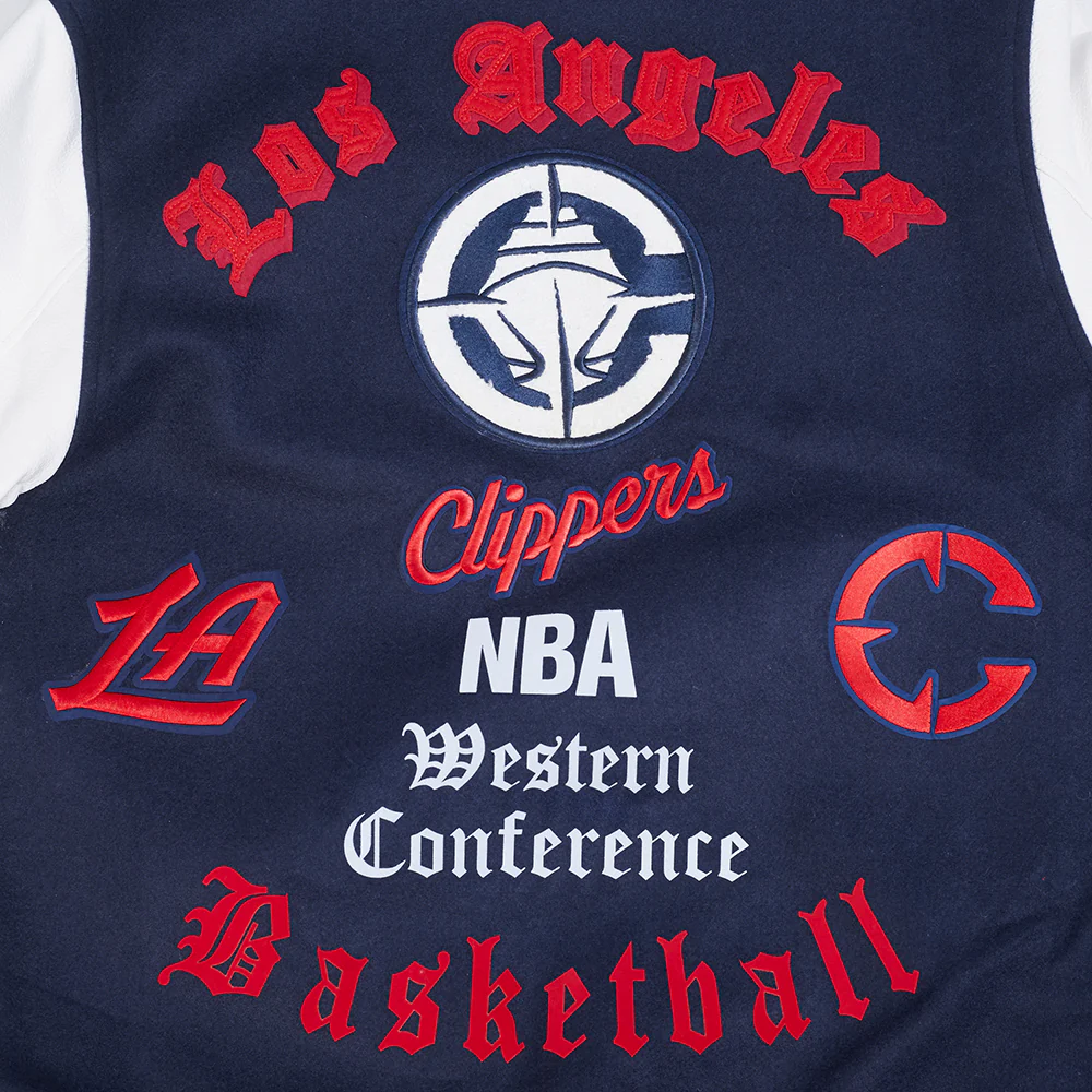 LOS ANGELES CLIPPERS CLASSIC OLD ENGLISH MEN'S RIB WOOL VARSITY (MIDNIGHT NAVY/RED/MIDNIGHT NAVY) - Image 9