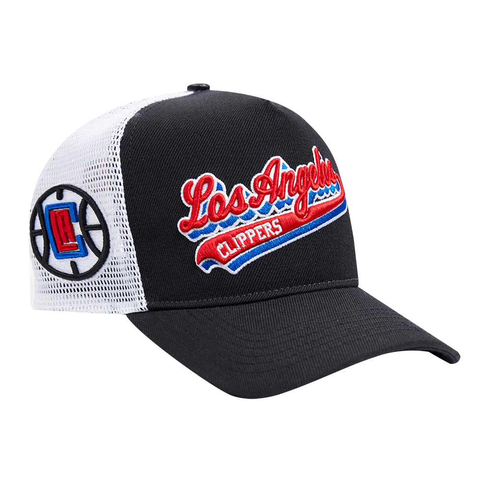 NBA LOS ANGELES CLIPPERS SCRIPT TAIL TRUCKER HAT (BLACK) - Image 2