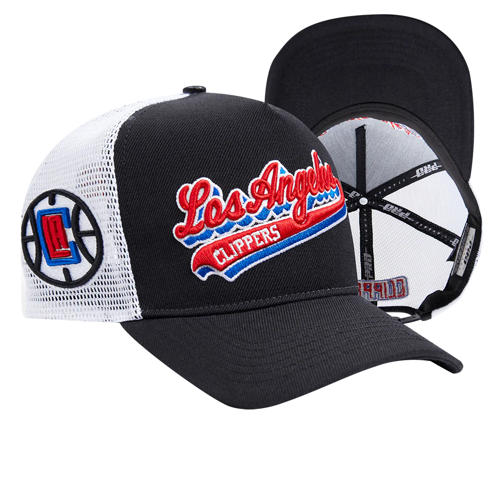 NBA LOS ANGELES CLIPPERS SCRIPT TAIL TRUCKER HAT (BLACK) - Image 7