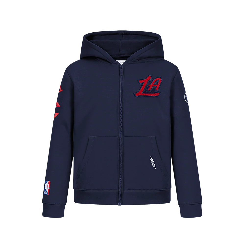 NBA LOS ANGELES CLIPPERS CLASSIC BIG BOYS FLC FZ PO HOODIE (MIDNIGHT NAVY)