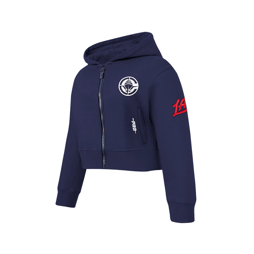 NBA LOS ANGELES CLIPPERS CLASSIC BIG GIRLS FLEECE FULL ZIP HOODIE (MIDNIGHT NAVY) - Image 2