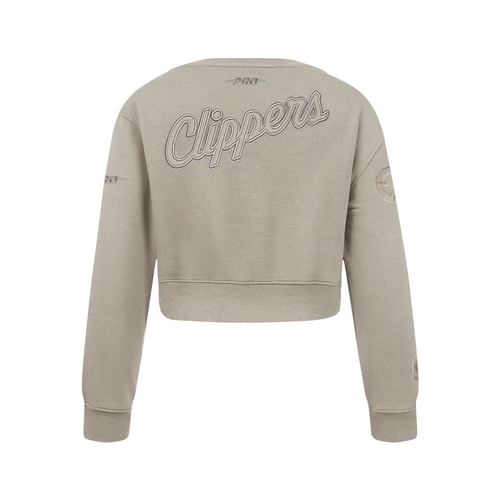 NBA LOS ANGELES CLIPPERS NEUTRAL BIG GIRLS FLC CREWNECK (TAUPE) - Image 3