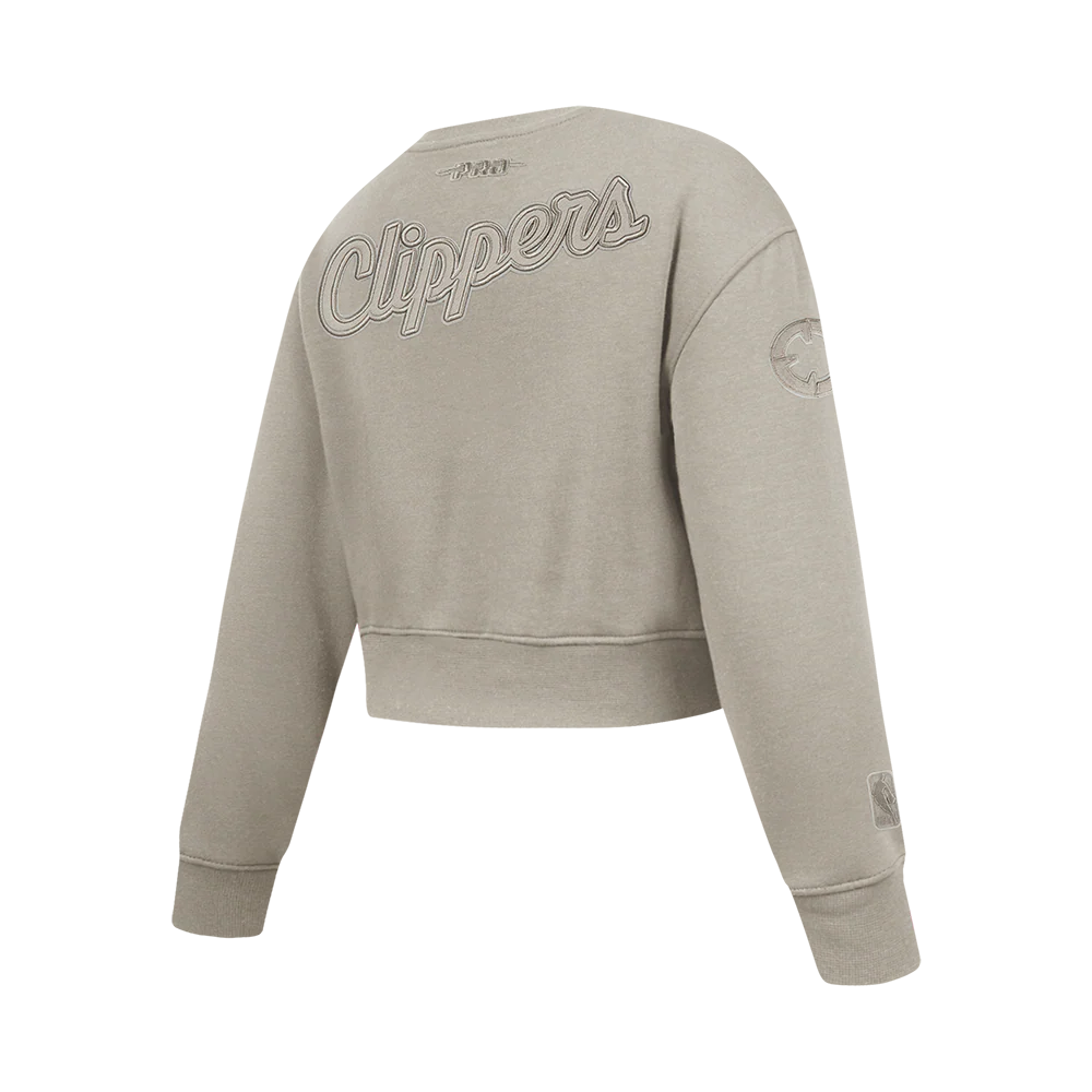 NBA LOS ANGELES CLIPPERS NEUTRAL BIG GIRLS FLC CREWNECK (TAUPE) - Image 4
