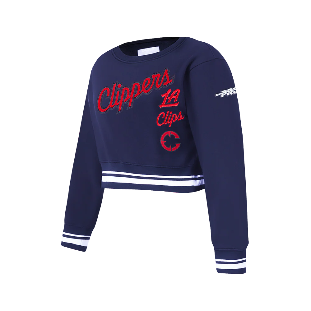 NBA LOS ANGELES CLIPPERS RETRO CLASSIC BIG GIRLS  RIB FLEECE CREWNECK (MIDNIGHT NAVY) - Image 2